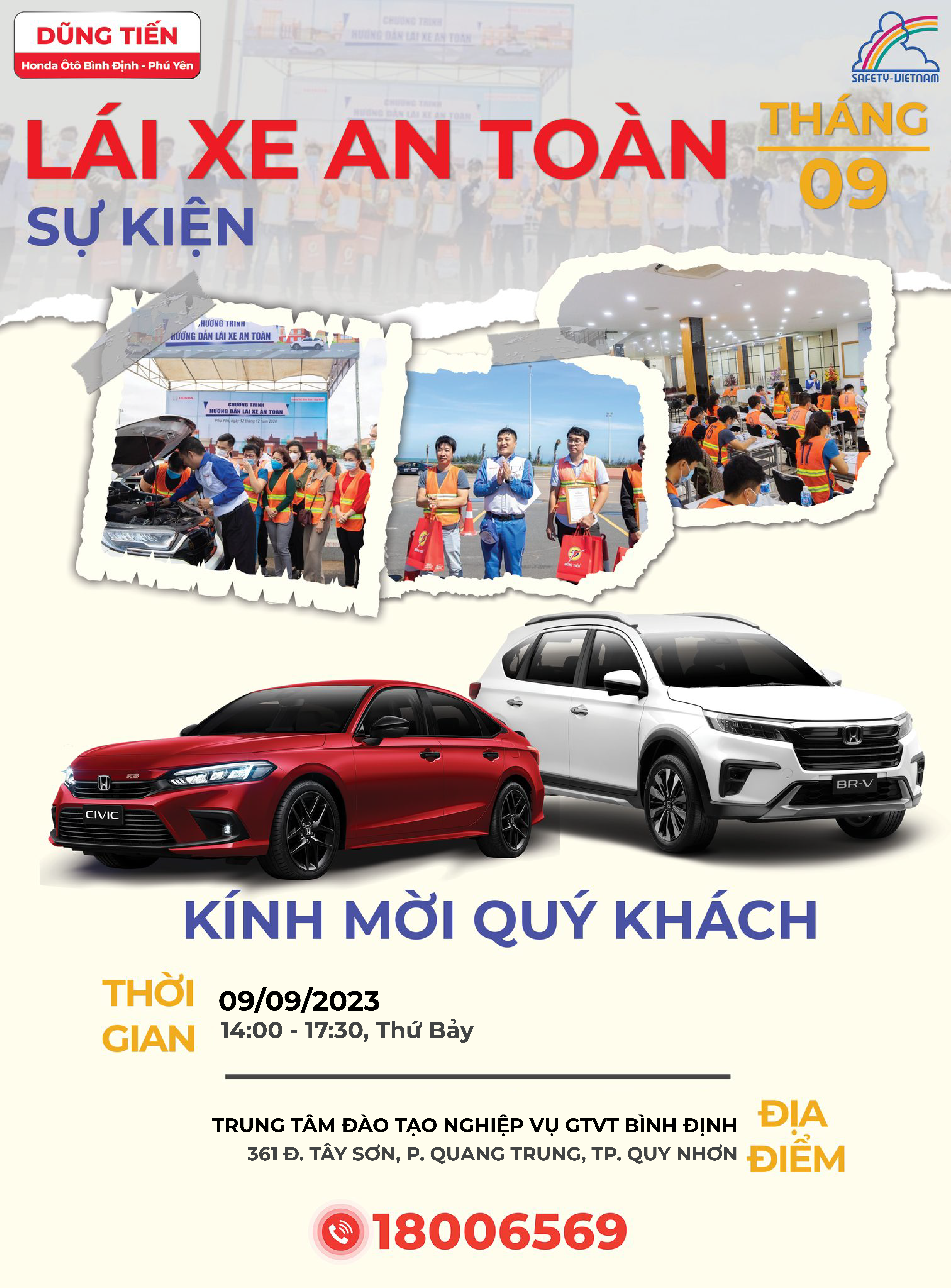 Chương trình lái xe an toàn tháng 09 tại Dũng Tiến - Honda Ô tô Bình Định - Phú Yên