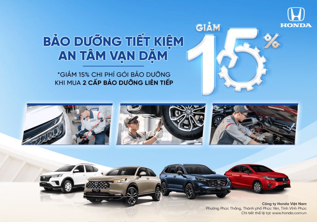 Bảo dưỡng tiết kiệm Honda Giảm giá lên đến 15%